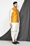 Arihant Rai Sinha_Yellow Giccha Embroidery Tiger Lily Bloom Nehru Jacket _at_Aza_Fashions