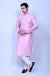 Buy_Aryavir Malhotra_Pink Kurta Cotton Embroidered Sequin And Pant Set _at_Aza_Fashions