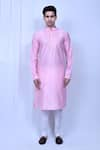 Shop_Aryavir Malhotra_Pink Kurta Cotton Embroidered Sequin And Pant Set _Online_at_Aza_Fashions