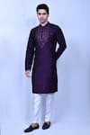 Buy_Aryavir Malhotra_Purple Kurta Cotton Embroidered Sequin Pant Set _at_Aza_Fashions