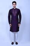 Buy_Aryavir Malhotra_Purple Kurta Cotton Embroidered Sequin Pant Set _Online_at_Aza_Fashions