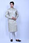 Buy_Aryavir Malhotra_Grey Kurta Rayon Silk Embroidered Mirror And Pant Set _at_Aza_Fashions