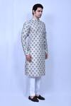 Arihant Rai Sinha_Green Silk, Cotton Embroidery Mughal Pattern Kurta And Pant Set_at_Aza_Fashions