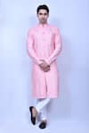 Buy_Aryavir Malhotra_Pink Kurta Cotton Embroidered Thread Work And Pant Set _at_Aza_Fashions