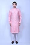 Buy_Aryavir Malhotra_Pink Kurta Cotton Embroidered Thread Work And Pant Set _Online_at_Aza_Fashions