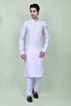 Buy_Aryavir Malhotra_Cream Kurta Cotton Silk Embroidered Thread And Pant Set _at_Aza_Fashions