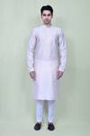 Buy_Aryavir Malhotra_Cream Kurta Cotton Silk Embroidered Thread And Pant Set _Online_at_Aza_Fashions