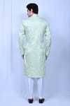 Shop_Aryavir Malhotra_Green Kurta Soft Cotton Embroidered Thread And Pant Set _at_Aza_Fashions