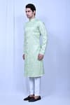 Aryavir Malhotra_Green Kurta Soft Cotton Embroidered Thread And Pant Set _at_Aza_Fashions