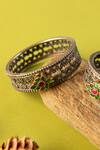 Shop_Mero Jewellery_Gold Plated Kundan Floral Carved Cutwork Bangle 2 Pcs Set _at_Aza_Fashions