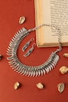 Buy_Mero Jewellery_Silver Plated Onyx Stone Embellished Necklace Set _at_Aza_Fashions