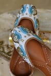 Moy_Off White Beads Mor Pankh Mystic Embroidered Juttis _Online_at_Aza_Fashions