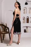 Shop_BAYA_Black Thick Shimmery Imported Crepe Hand Ruched Skirt And Corset Top Set _at_Aza_Fashions