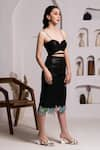 Shop_BAYA_Black Thick Shimmery Imported Crepe Hand Ruched Skirt And Corset Top Set _Online_at_Aza_Fashions