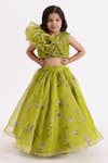 Buy_JANYAS CLOSET_Green Lehenga Organza Printed Garden Draped Top And Set _at_Aza_Fashions