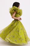 Buy_JANYAS CLOSET_Green Lehenga Organza Printed Garden Draped Top And Set _Online_at_Aza_Fashions