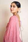 Shop_Ahi Clothing_Pink Kurta Chikankari Georgette Embroidery Floral Work Anarkali Palazzo Set 