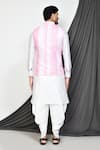 Shop_Arihant Rai Sinha_Pink Silk Embroidery Mirror Striped Sheesha Vine Nehru Jacket Dhoti Pant Set _at_Aza_Fashions