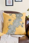 Buy_Mid July Home_Yellow 100% Cotton Abstract Hand Embroidered Cushion Cover _at_Aza_Fashions