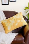 Mid July Home_Yellow 100% Cotton Abstract Hand Work Cushion Cover _Online_at_Aza_Fashions