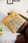 Mid July Home_Yellow 100% Cotton Abstract Work Cushion Cover _Online_at_Aza_Fashions