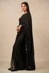Buy_Tarun Tahiliani_Black Georgette, Tulle Sequins, Beads Boat Saree With Tonal Embroidered Blouse_Online_at_Aza_Fashions