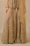 Buy_Tarun Tahiliani_Gold Tulle Embroidery Sequin V Neck Floral Embellished Kurta Sharara Set _Online_at_Aza_Fashions