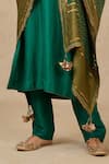 Tarun Tahiliani_Green Dupatta Brocade Embroidery Marori Notched Neck Kurta Trouser Set _Online_at_Aza_Fashions