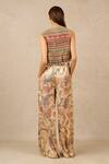 Shop_Tarun Tahiliani_Multi Color Gillet Velvet Print Floral Flower Vine Jumpsuit With Embroidered _at_Aza_Fashions