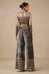 Shop_Tarun Tahiliani_Black Velvet Digital Printed Abstract Crew Neck Metallic Top And Trouser Set _at_Aza_Fashions