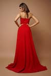 Shop_Ahi Clothing_Red Imported Luxury Crepe Plain Straight Corset Yoke Tail Dress _at_Aza_Fashions