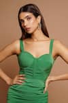 Shop_Ahi Clothing_Green Imported Luxury Crepe Plain Sweetheart Neck Pleated Draped Corset Dress _Online_at_Aza_Fashions