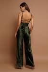 Shop_Ahi Clothing_Green Velvet Hand Embroidered Sequin Round Neck Placement Flared Jumpsuit _at_Aza_Fashions