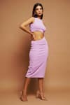 Buy_Ahi Clothing_Purple Imported Ribbed Fabric Plain Crew Neck Cut Work Bodycon Dress_Online_at_Aza_Fashions
