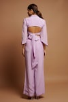 Shop_Ahi Clothing_Purple Heavy Crepe Hand Embroidered Cut Dana And Pearl Work Spread Top & Pant Set_at_Aza_Fashions