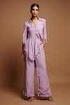 Ahi Clothing_Purple Heavy Crepe Hand Embroidered Cut Dana And Pearl Work Spread Top & Pant Set_Online_at_Aza_Fashions