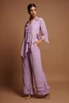 Shop_Ahi Clothing_Purple Heavy Crepe Hand Embroidered Cut Dana And Pearl Work Spread Top & Pant Set_Online_at_Aza_Fashions