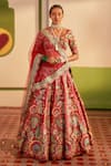 Buy_Siddhartha Bansal_Maroon Blouse And Lehenga Dupion Embroidery Rafflesia Gardenia Set  _at_Aza_Fashions