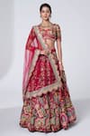 Siddhartha Bansal_Maroon Blouse And Lehenga Dupion Embroidery Rafflesia Gardenia Set  _Online