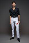 Buy_Rohit Bal_Off White Denim Embroidery Apple Placement Jeans _at_Aza_Fashions