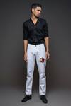 Shop_Rohit Bal_Off White Denim Embroidery Apple Placement Jeans _at_Aza_Fashions