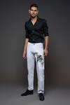 Buy Rohit Bal Off White Denim Embroidery Two Bird Placement Jeans at Aza Fashions Buy_Rohit Bal_Off White Denim Embroidery Two Bird Placement Jeans _at_Aza_Fashions