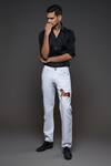 Buy Rohit Bal Off White Denim Embroidery Horse Placement Jeans at Aza Fashions Buy_Rohit Bal_Off White Denim Embroidery Horse Placement Jeans _at_Aza_Fashions