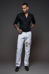Buy_Rohit Bal_Off White Denim Embroidery Two Horse Placement Jeans _at_Aza_Fashions