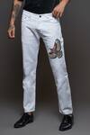 Rohit Bal Off White Denim Embroidery Eagle Placement Jeans Online at Aza Fashions Rohit Bal_Off White Denim Embroidery Eagle Placement Jeans _Online_at_Aza_Fashions