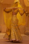 Buy_Gopi Vaid_Yellow Lehenga And Blouse - Tussar Embroidered Anha Bridal Set 