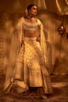 Buy_Gopi Vaid_White Lehenga And Blouse - Tussar Shahi Embellished Bridal Set  _at_Aza_Fashions