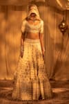 Buy_Gopi Vaid_White Lehenga And Blouse - Tussar Shahi Embellished Bridal Set  