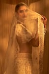 Shop_Gopi Vaid_White Lehenga And Blouse - Tussar Shahi Embellished Bridal Set  