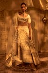 Gopi Vaid_White Lehenga And Blouse - Tussar Shahi Embellished Bridal Set  _Online